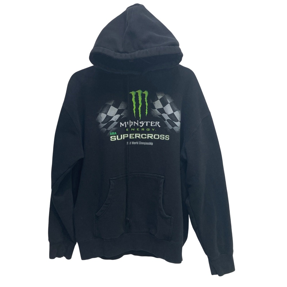 Monster‎ Energy AMA Supercross FIM World Champion Y2K Black Hoodie Mens Pullover